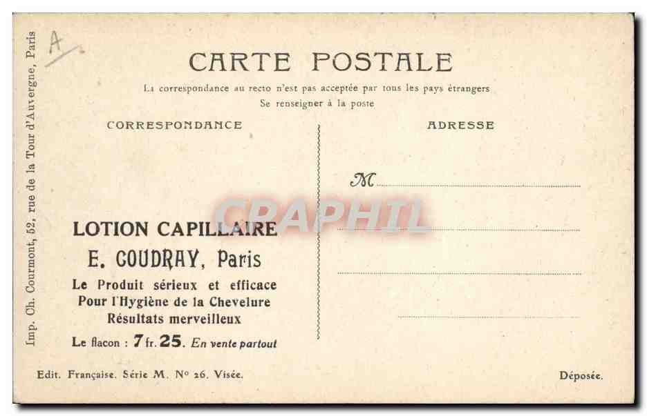 CPA Militaria Tirailleurs algeriens La halte Publicite lotion capillaire Coudray Paris Coiffeur  — Rückseite