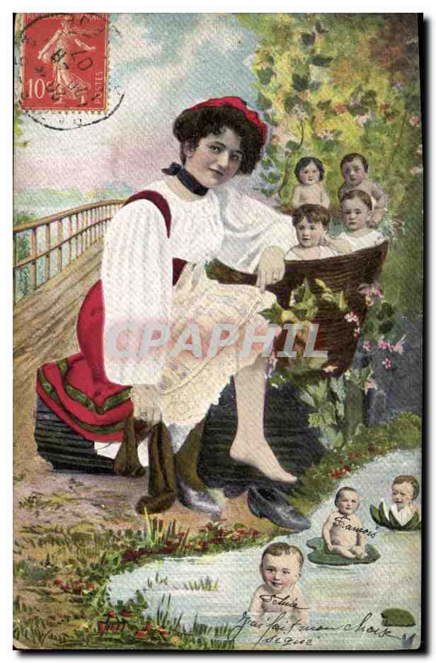 CPA Fantaisie Enfant Bebe Femme