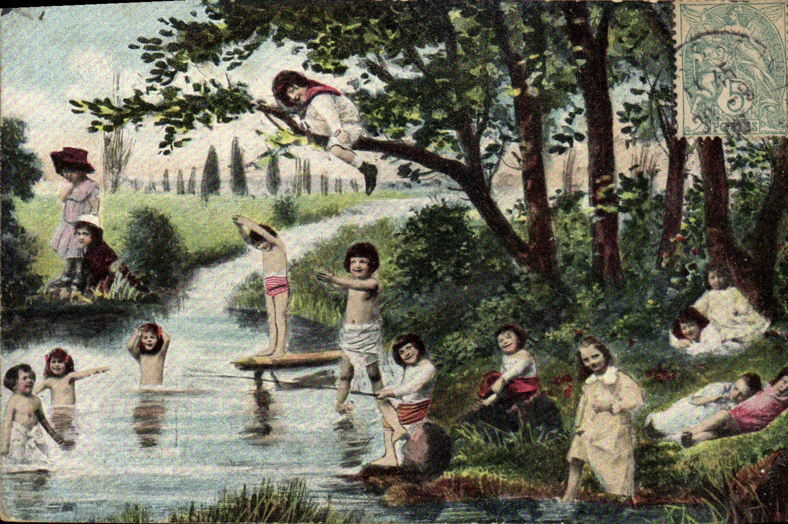 CPA Fantaisie Enfant Bebe Peche Pecheur 