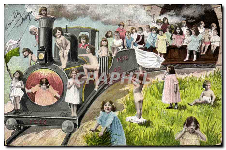 Tarjeta postal antigua Fantasía Niño Bebé