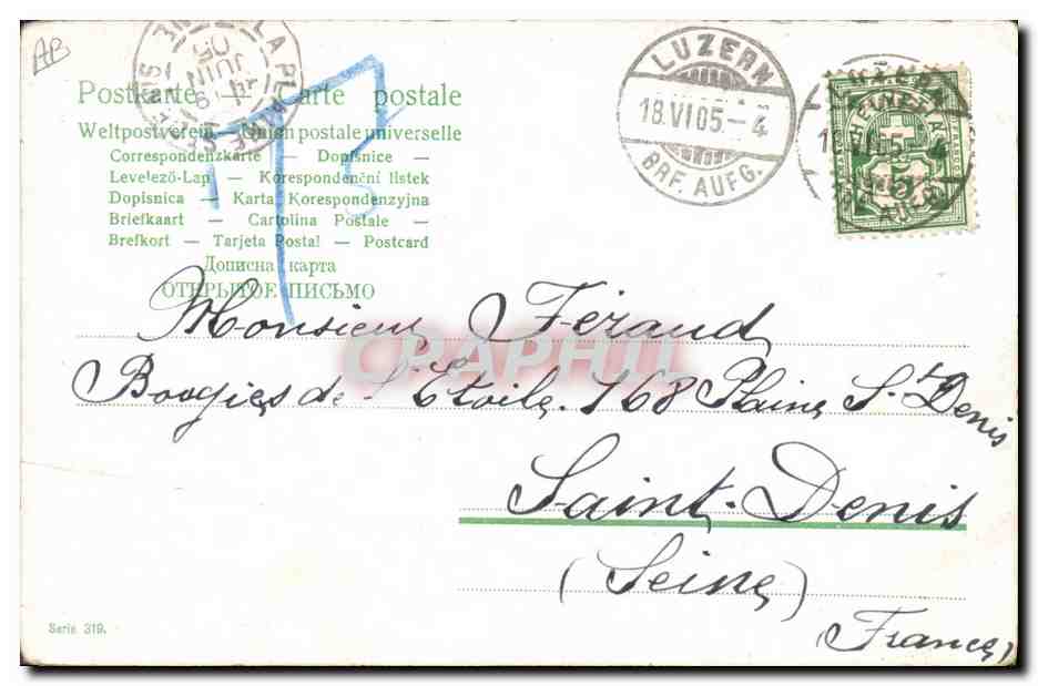 Tarjeta postal antigua Fantasía Niño Bebé — Reverso