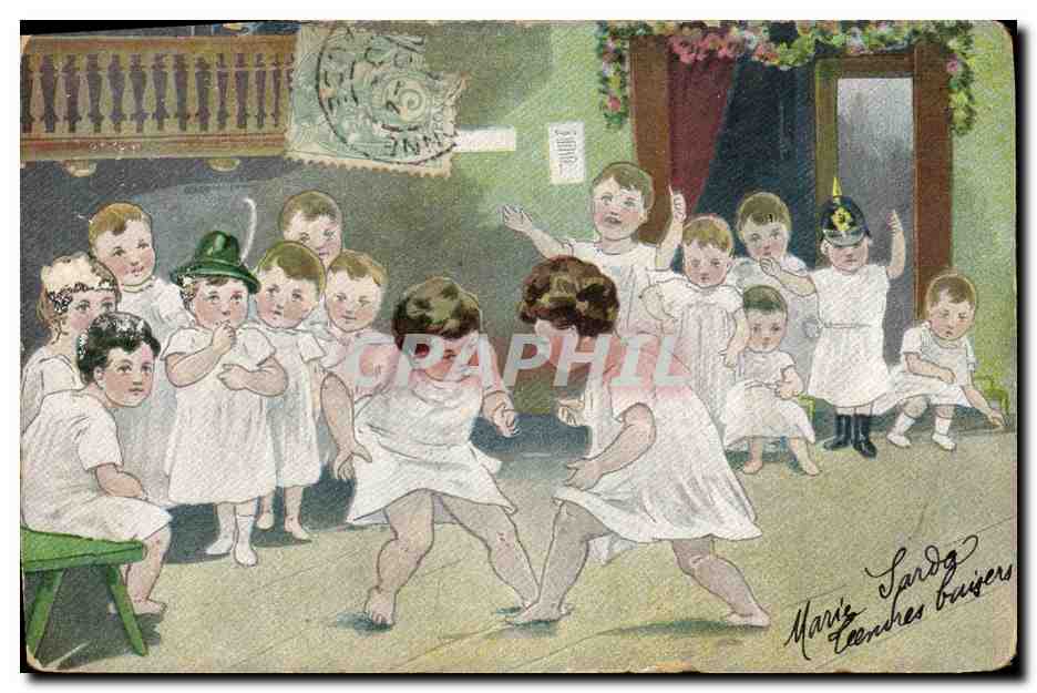 Enfants jouant — scène d'intérieur — Mary Sardg, série 267