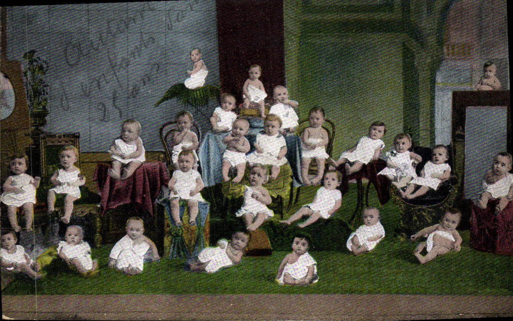 Gruppe zahlreicher Babys — Studio-Szene — unbekannter Verlag