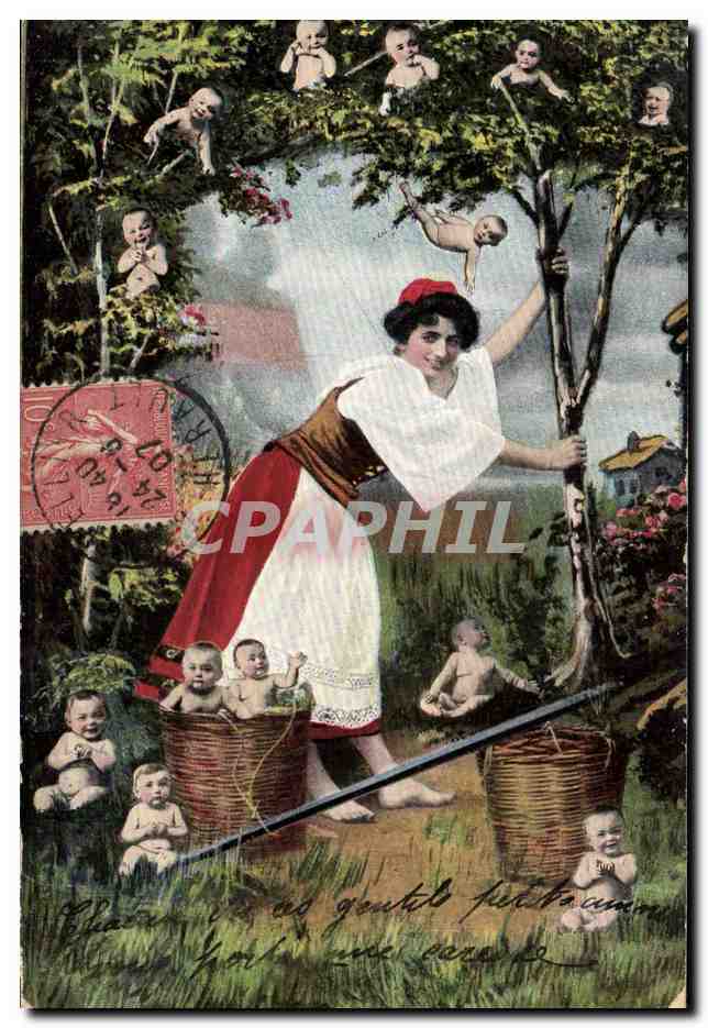CPA Fantaisie Enfant Bebe Femme