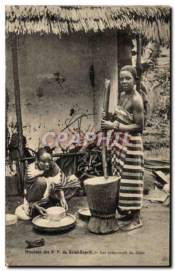 CPA Enfant Noir negre Missions des PP du Saint Esprit Les preparatifs du diner