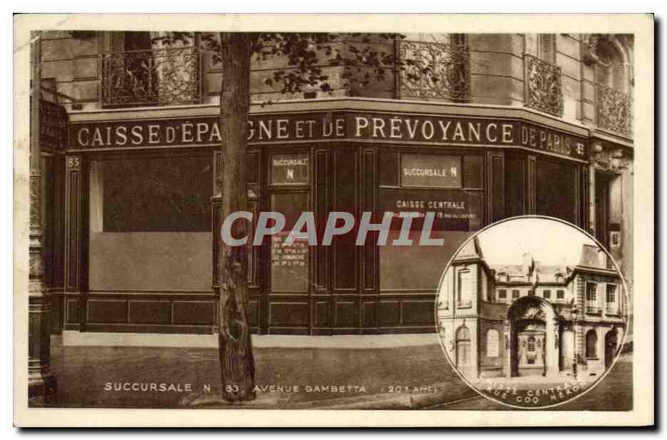 CPA Banque Caisse d'Epargne et de Preovyance Paris Avenue Gambetta Paris 20eme Rue Coq Heron