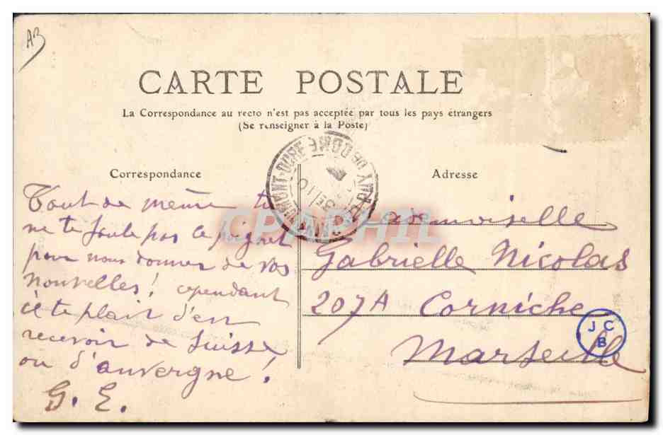 CPA Folklore Auvergne Un patre — Verso
