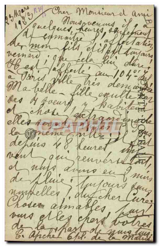 CPA Folklore Cantal En route pour la ville Cheval — Verso
