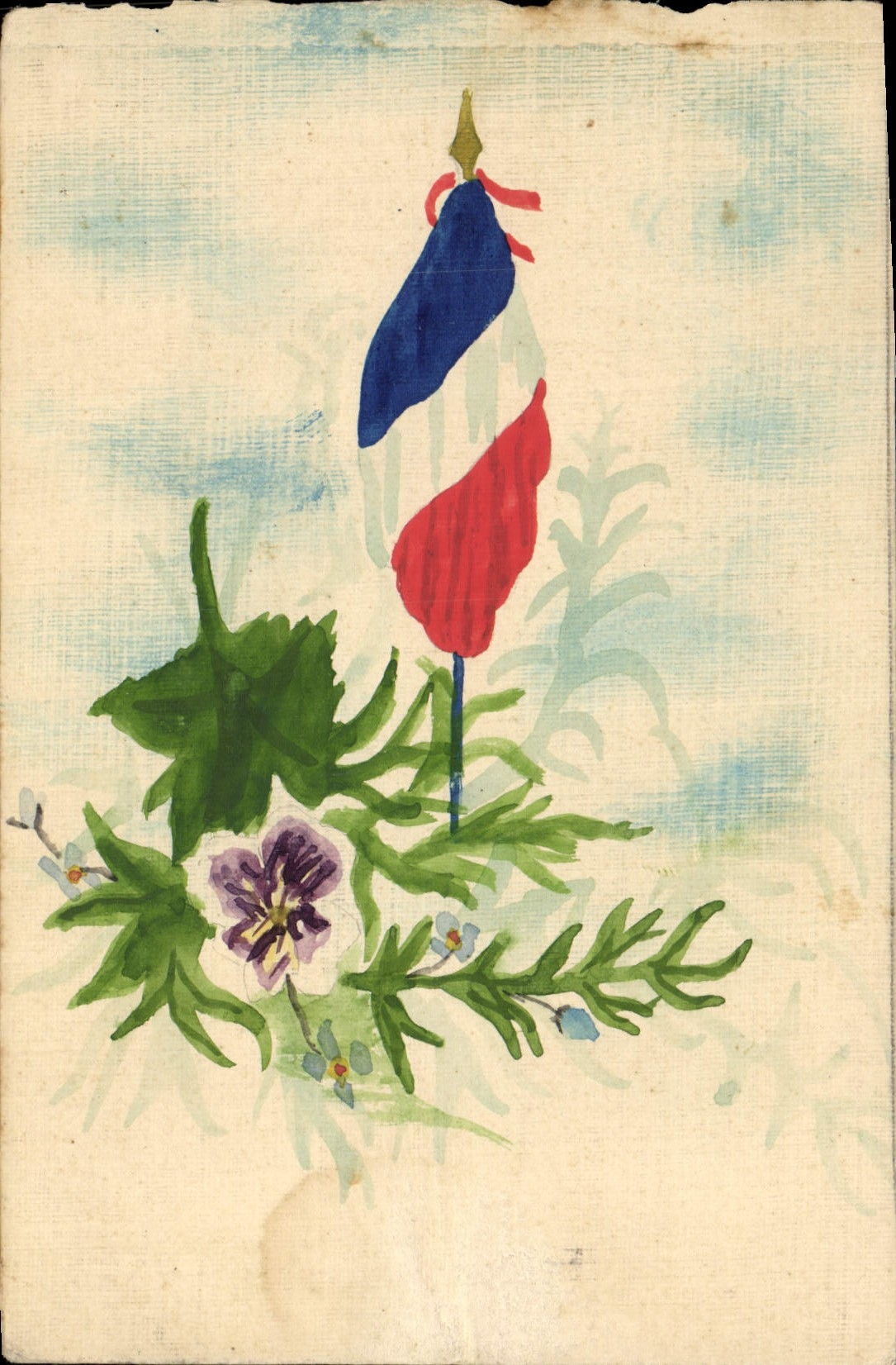 CPA Dessin a la main Drapeau