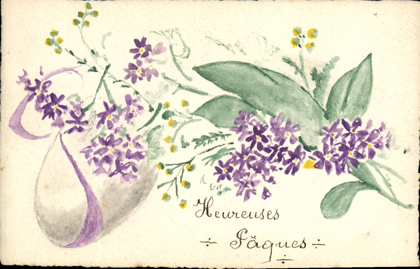 CPA Dessin a la main Fleurs