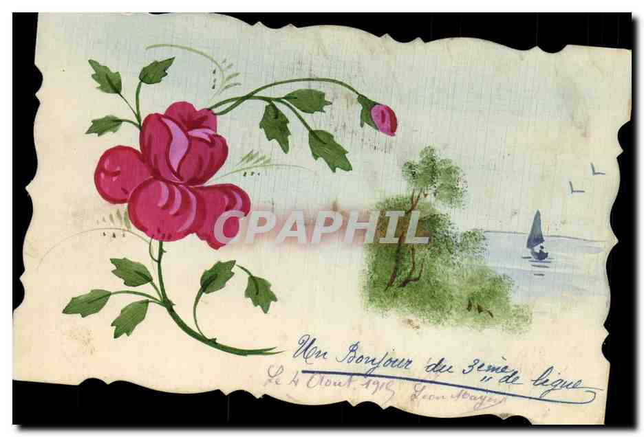 CPA Dessin a la main Fleurs