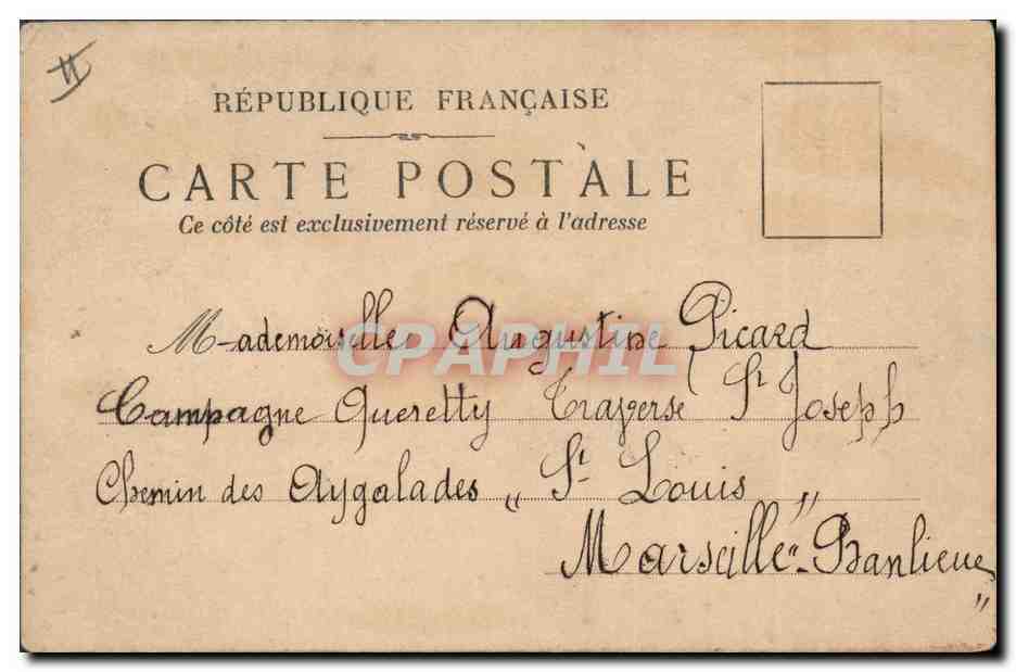 CPA Dessin a la main Poisson — Verso