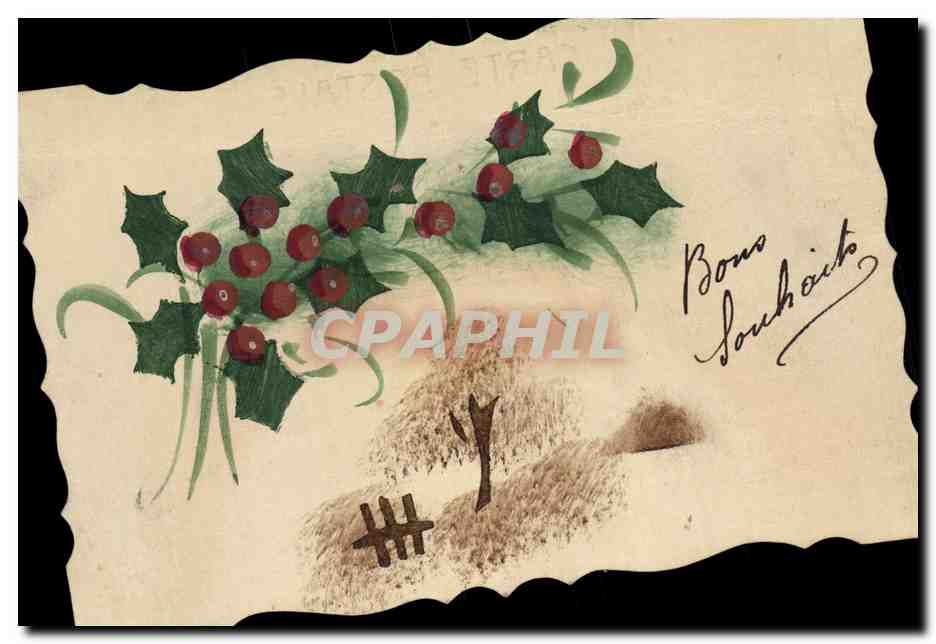 CPA Dessin a la main Fleurs