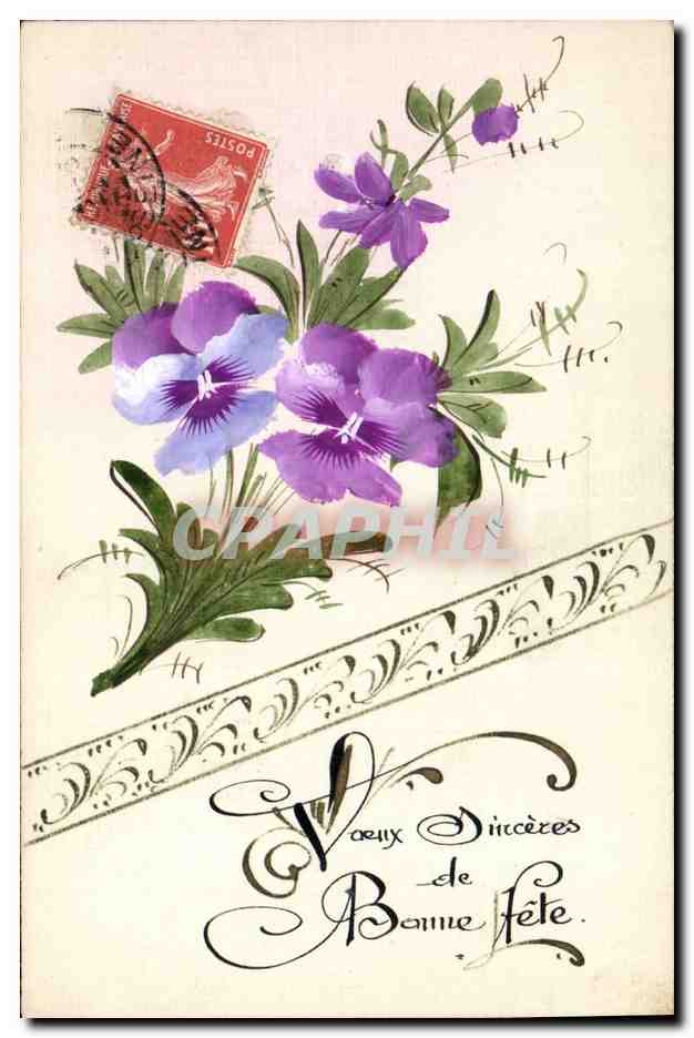 CPA Dessin a la main Fleurs