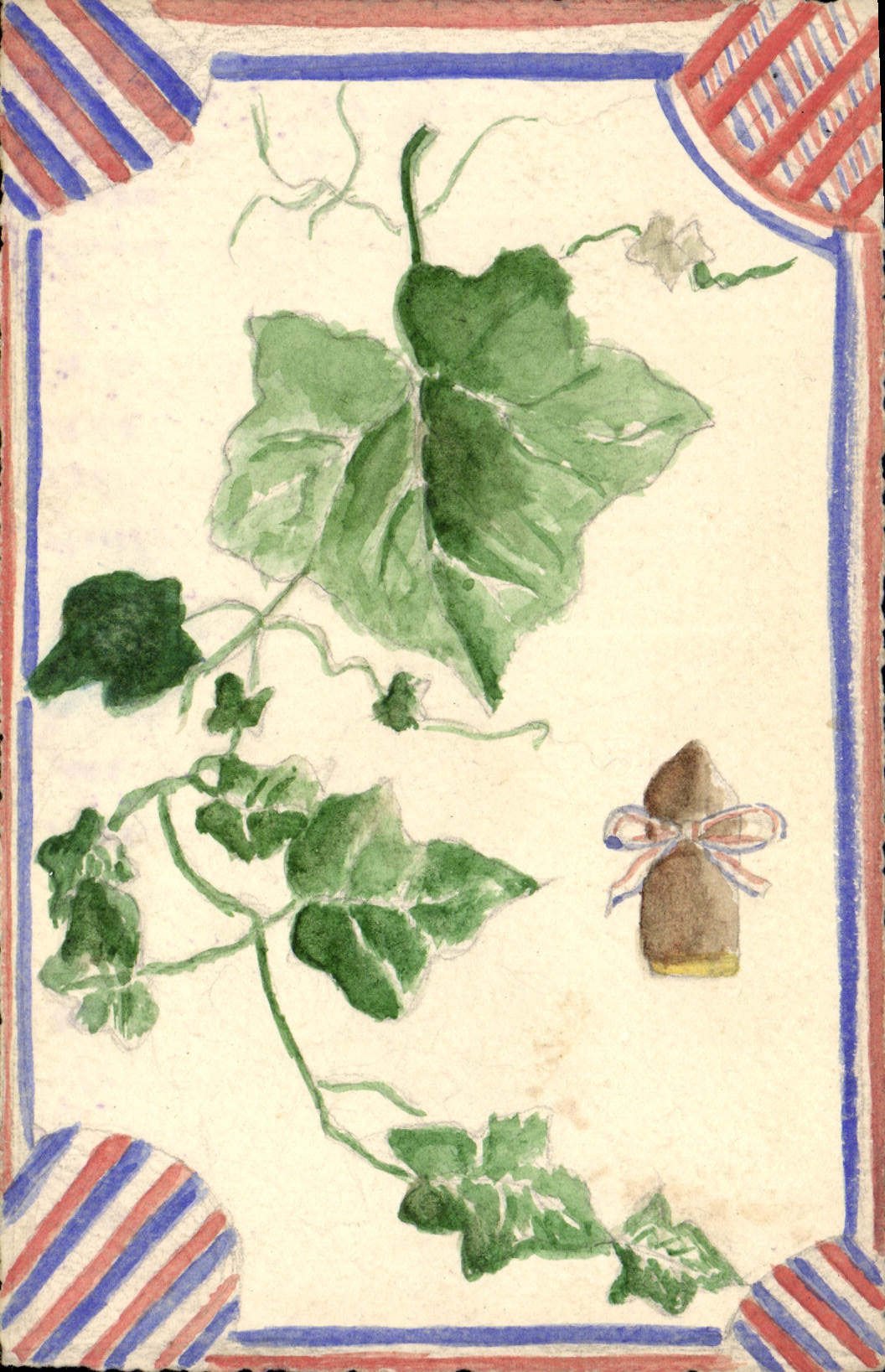 CPA Dessin a la main Vigne Drapeaux