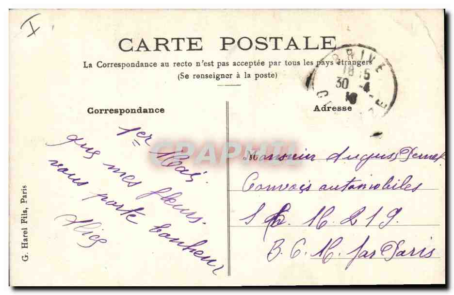 CPA Dessin a la main Fleurs Fer a cheval — Verso