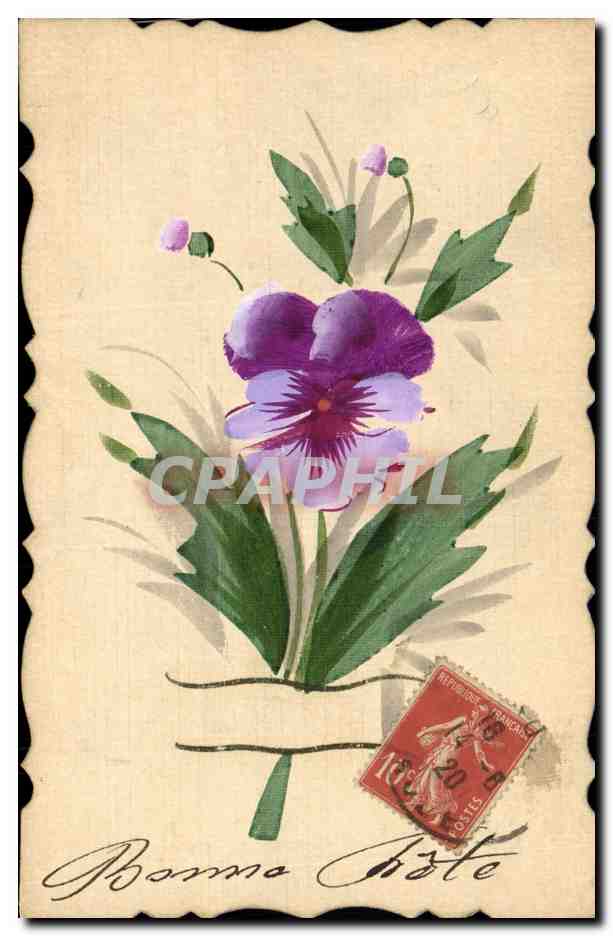 CPA Dessin a la main Fleurs 