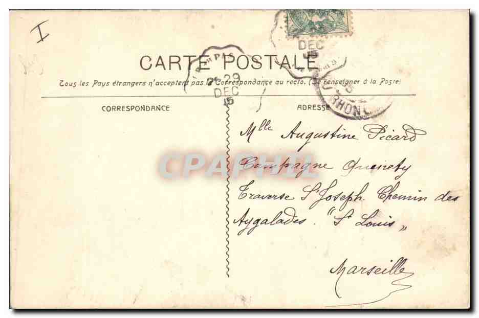 CPA Dessin a la main Fleurs Annee 1906 — Rückseite