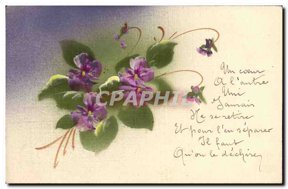 CPA Dessin a la main Fleurs