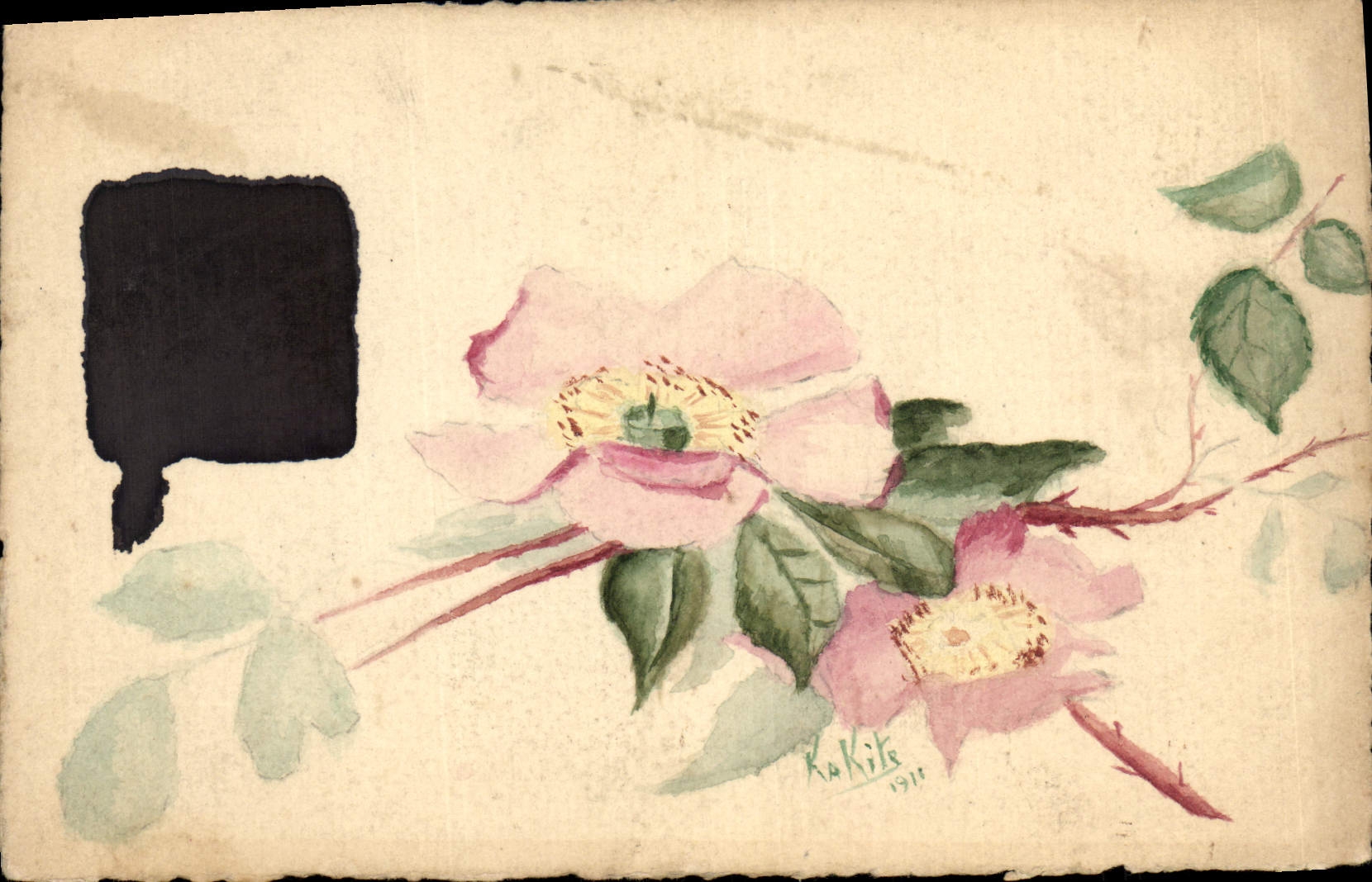 CPA Dessin a la main Fleurs