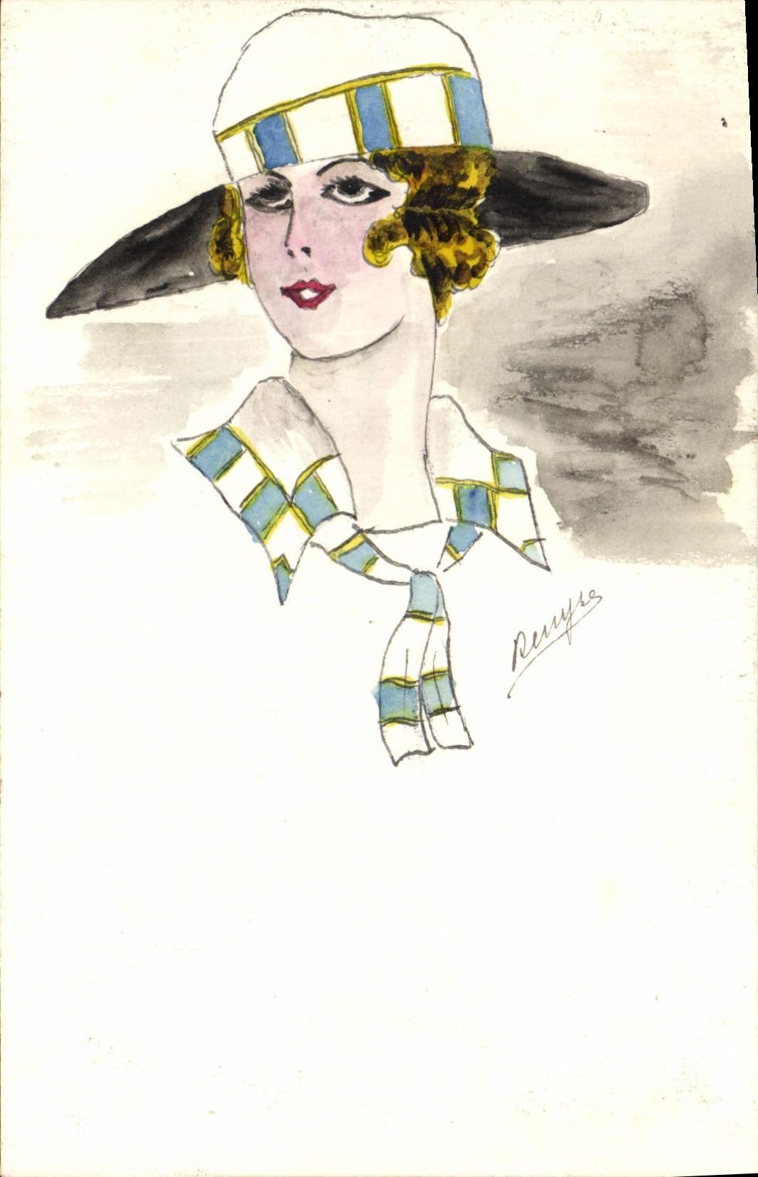 CPA Dessin a la main FEmme
