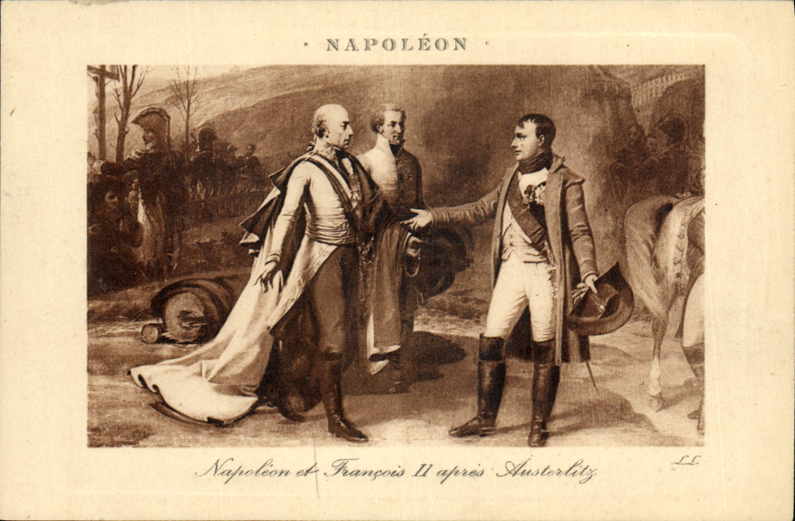 CPA Histoire Napoleon 1er et Francois II apres Austerlitz