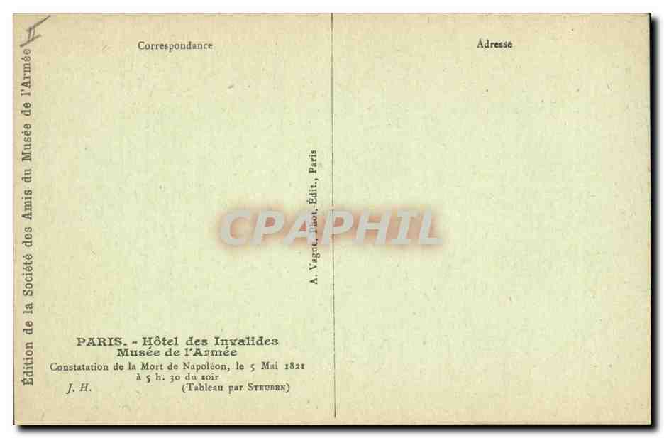 CPA Histoire Napoleon 1er Hotel des Invalides Musee de l'armee Constatation de la mort de Napoleon  — Rückseite