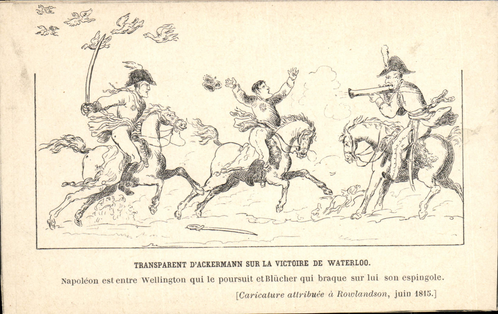 CPA Histoire Napoleon 1er Transparent d'Ackermann sur la victoire de Waterloo