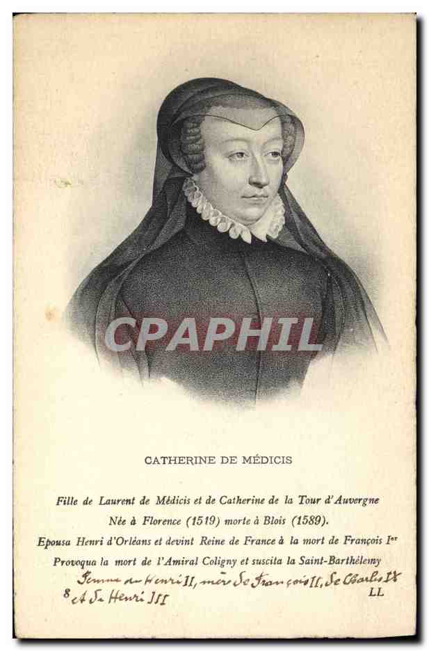 Catherine de Médicis — Portrait gravé — Éditeur non identifié, n° de série non visible