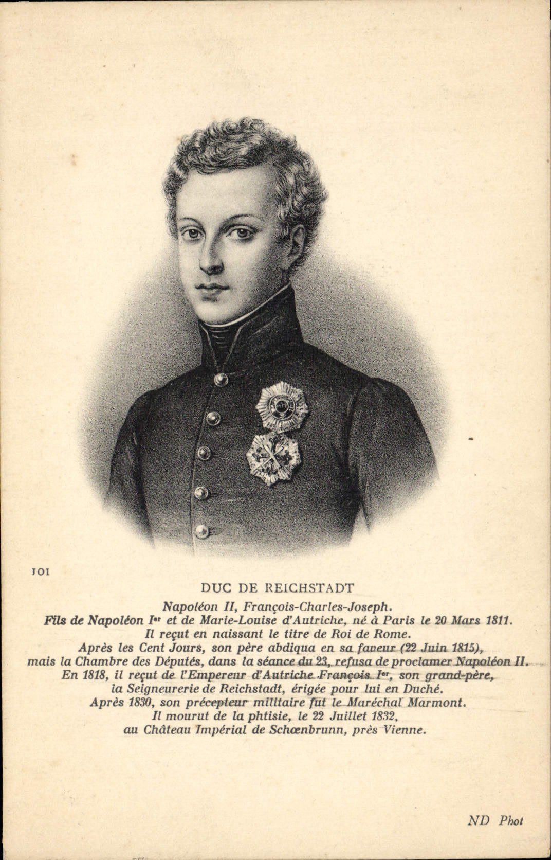 Napoléon II, François-Charles-Joseph — Duc de Reichstadt — ND Phot, n° 101