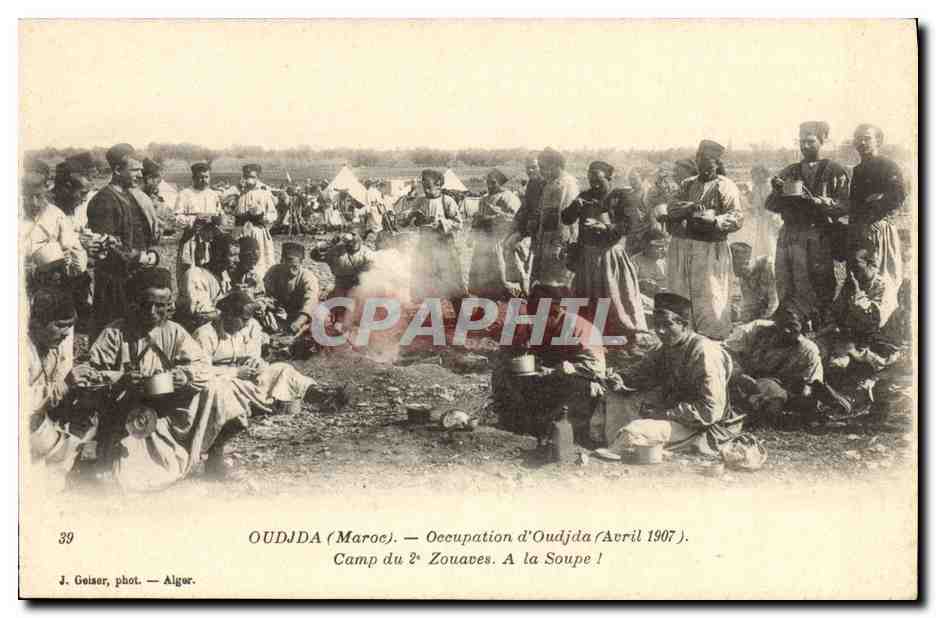 CPA Militaria Oudjda Maroc Occupation d'Oudjda Avril 1907 Camp du 2eme Zouaves 