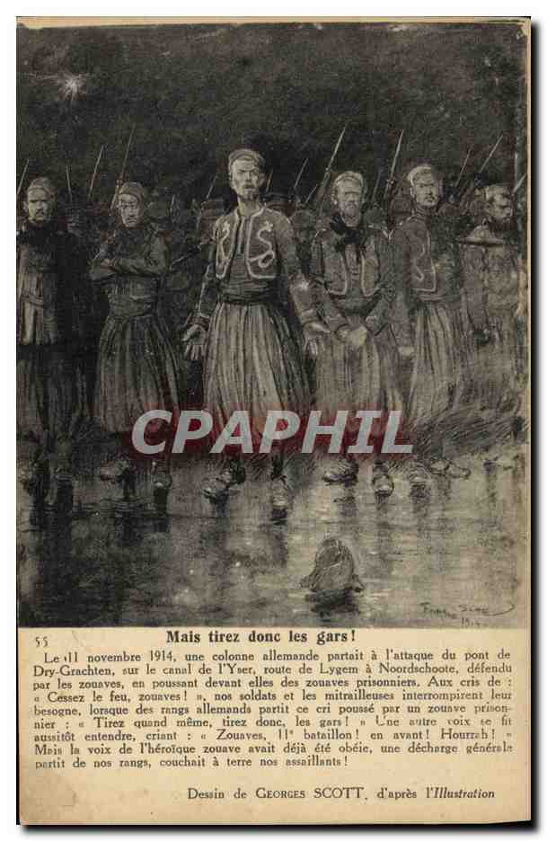 CPA Militaria Pont de Dry Grachten Zouaves