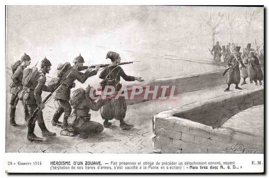 CPA Militaria Heroisme d'un Zouave 