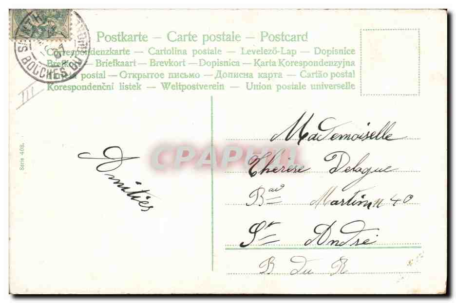 Enfants et fleurs — Carte postale décorative — Éditeur : BOLCHER, série 408 — Rückseite