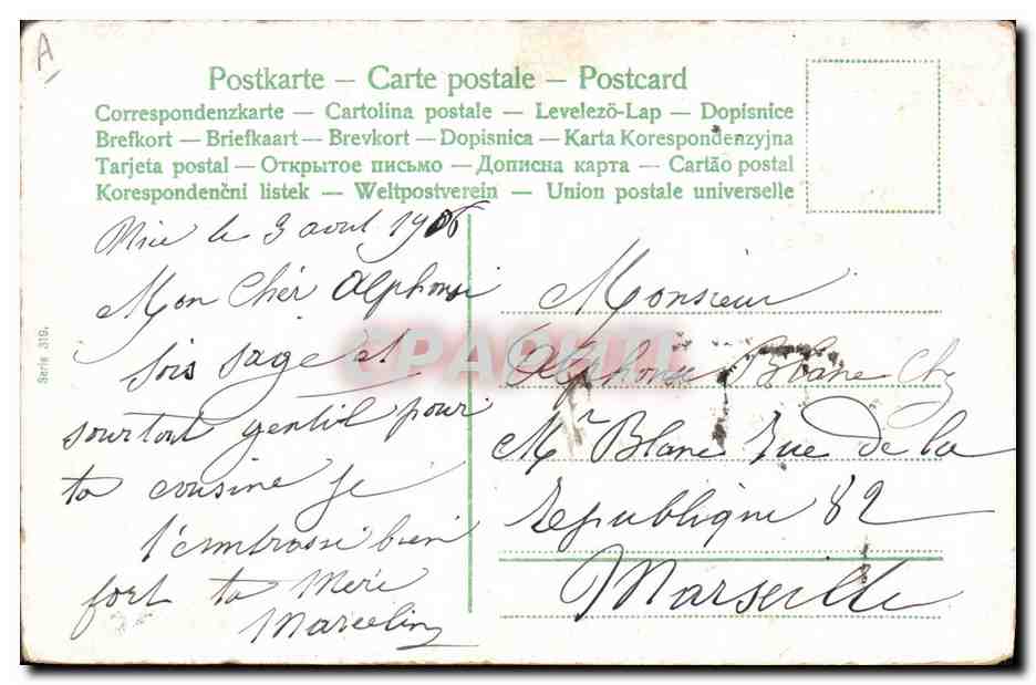 CPA Fantaisie Enfant Bebe Ane Mule — Rückseite