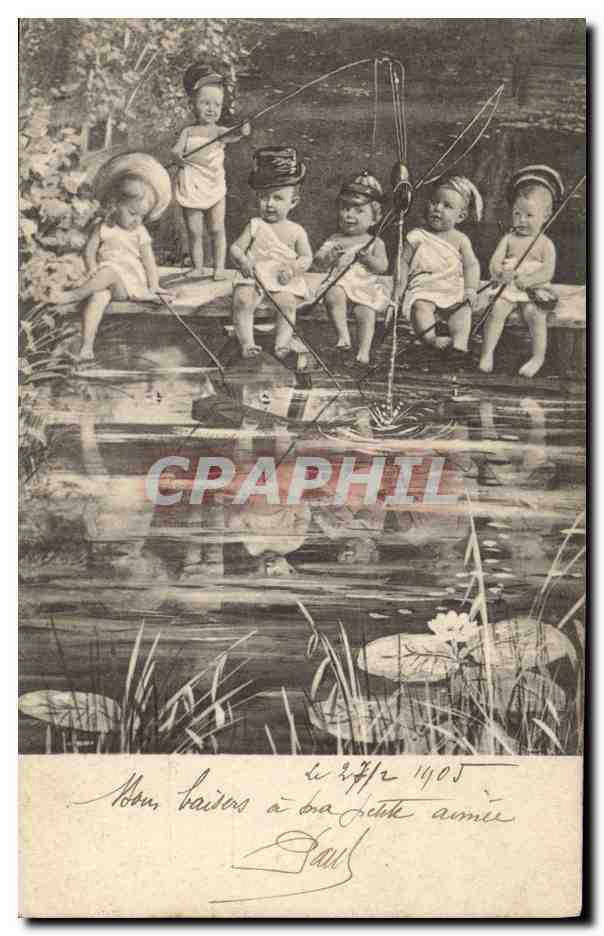 CPA Fantaisie Enfant Bebe Peche