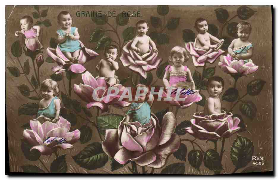 CPA Fantaisie Enfant Bebe Fleurs