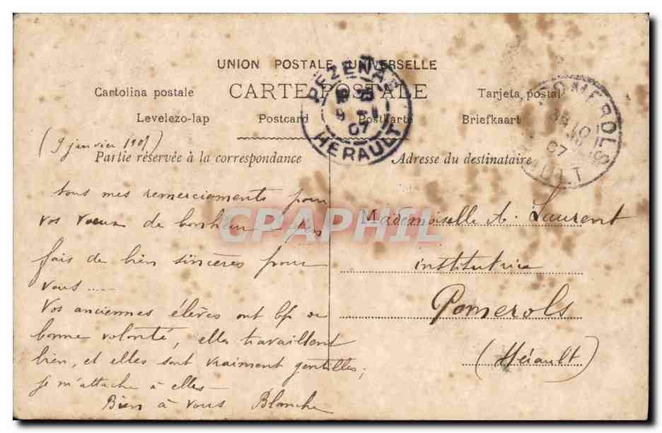 CPA Fantaisie Femme Yahne — Verso