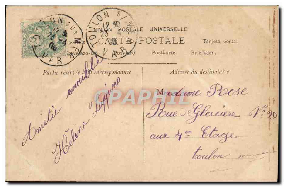 CPA Fantaisie Femme Verena — Rückseite