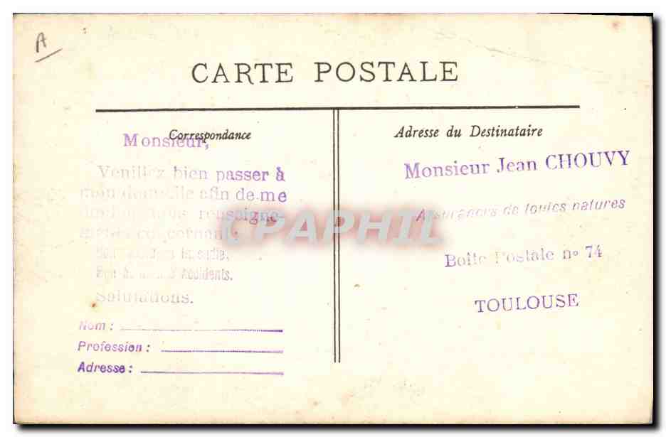 Compagnie Anonyme d'Assurances contre l'Incendie — Soleil — Siège social à Paris — Rue de Chateaudun — Reverso