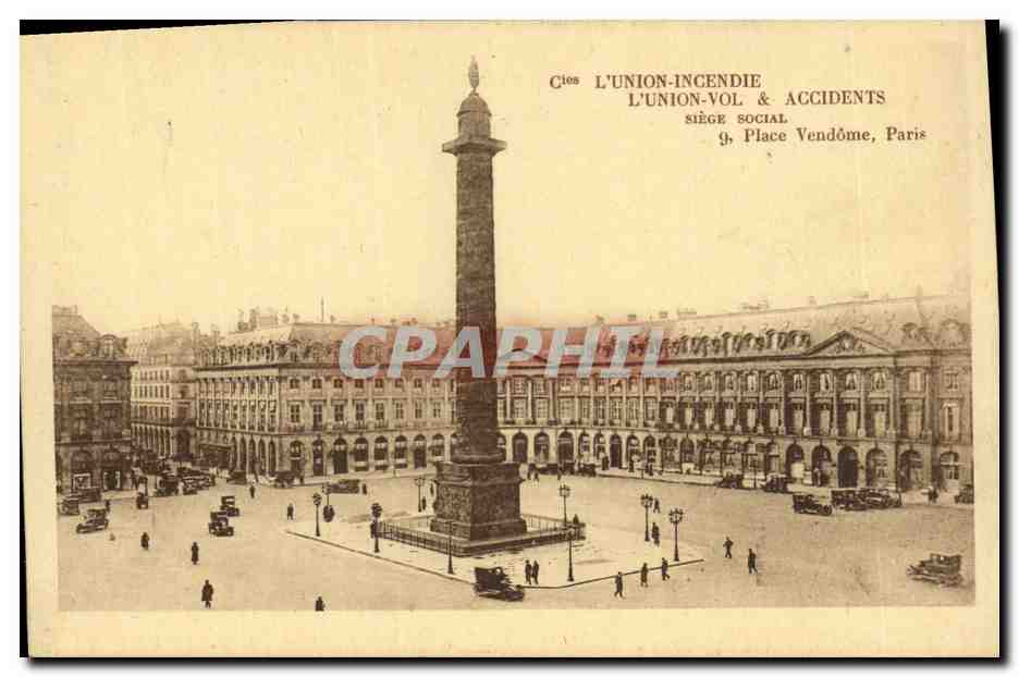 CPA Assurance Paris Cie l'Union Incendie Place Vendome 