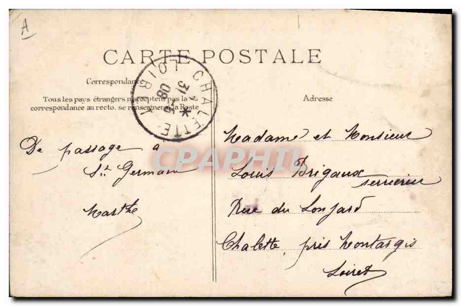CPA Banque Saint Germain en Laye La ville Place Lamont Caisse d'Epargne Enfants Velo — Verso