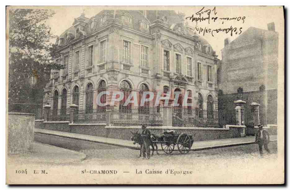 CPA Banque Caisse d'Epargne St Chamond Voiture a ane Mule