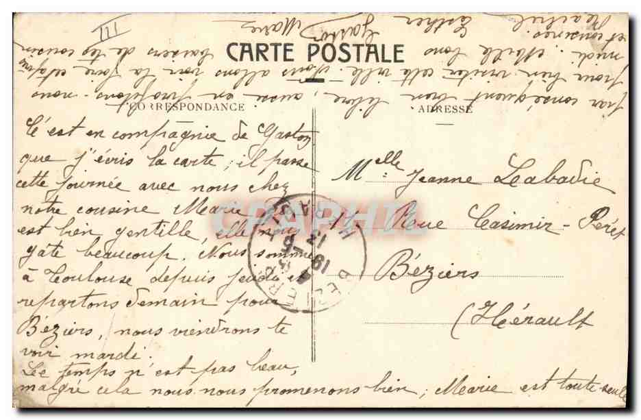 CPA Banque Toulouse Caisse d'Epargne et Rue du Languedoc — Rückseite