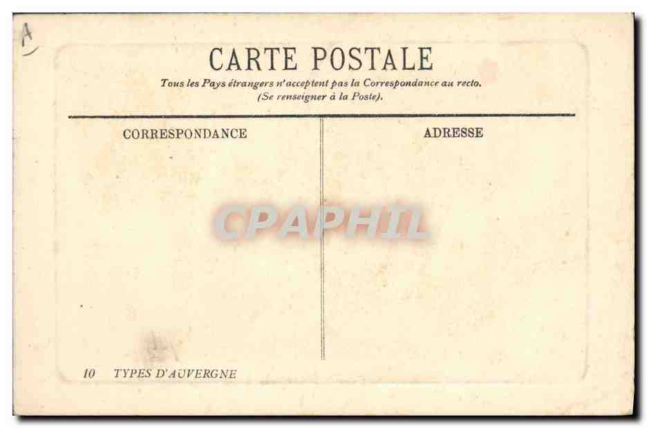 CPA Folklore Auvergne Paysannes Auvergnates — Verso