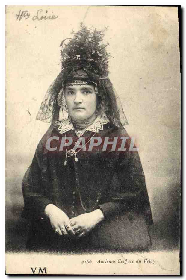 CPA Folklore Ancienne coiffure du Velay