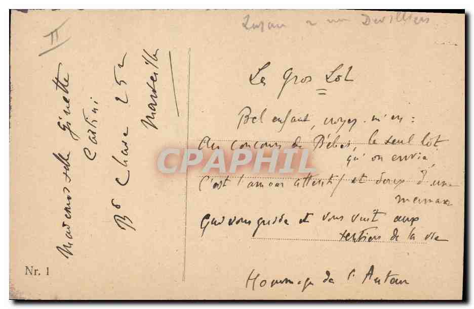 CPA Dessin a la main Barque — Rückseite
