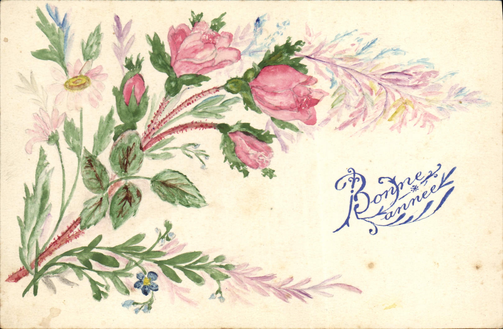 CPA Dessin a la main Fleurs