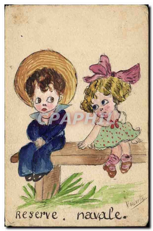 CPA Dessin a la main Enfants