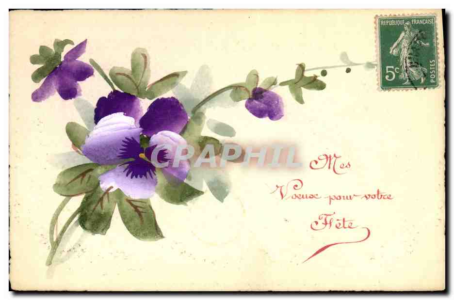 CPA Dessin a la main Fleurs